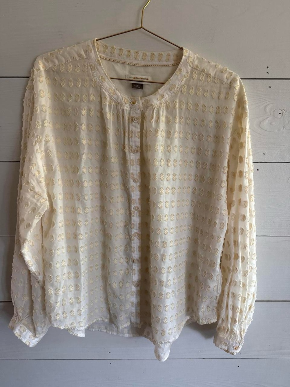 Pilcro Cream Embroidered Button-Front Blouse